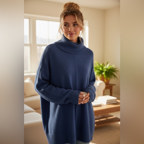 Sundance Dark Blue Turtleneck Long Sleeve Knit Sweater Size M - Picture 10 of 10